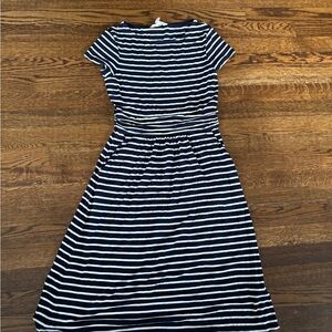 Boden Navy and White Striped Midi Dress